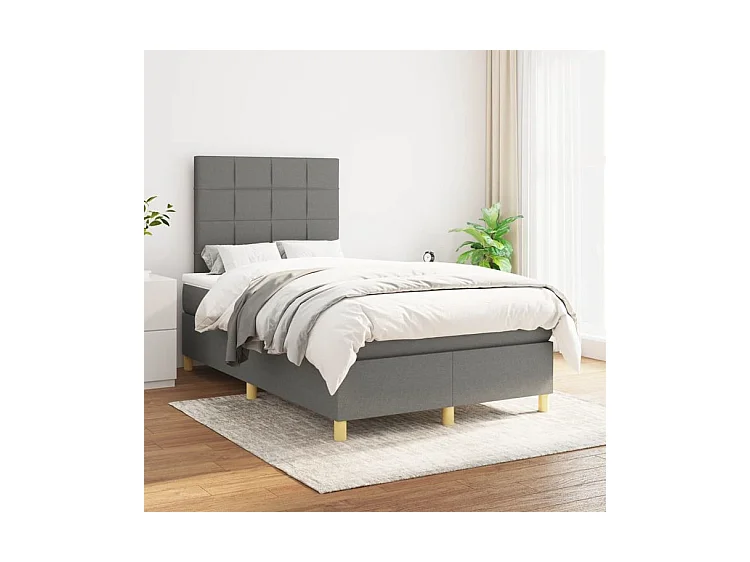 Sommier à lattes de lit avec matelas Gris foncé 120x200 Tissu