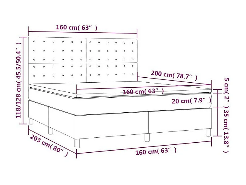 Sommier à lattes de lit avec matelas Taupe 160x200 Tissu