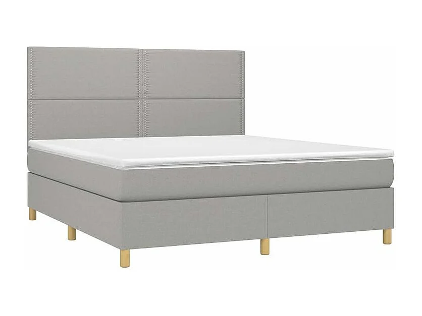 Sommier à lattes de lit et matelas et LED Gris clair 180x200