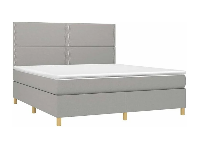 Sommier à lattes de lit et matelas et LED Gris clair 180x200