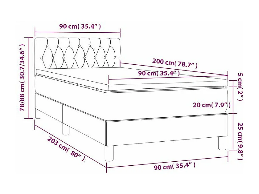 Sommier à lattes de lit avec matelas Taupe 90x200 Tissu