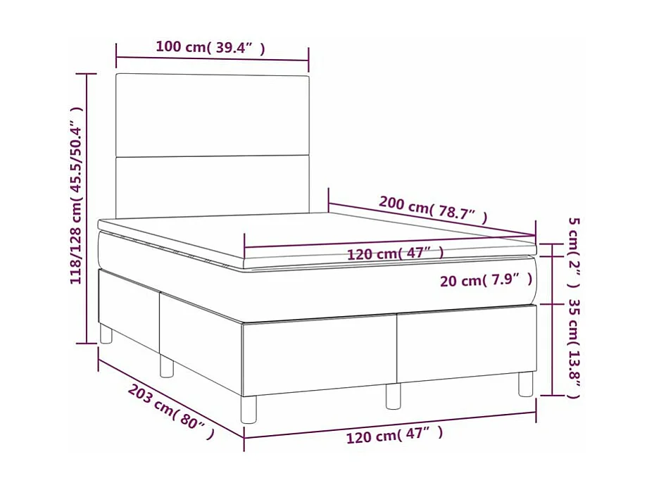 Sommier à lattes de lit avec matelas Bleu 120x200 Tissu