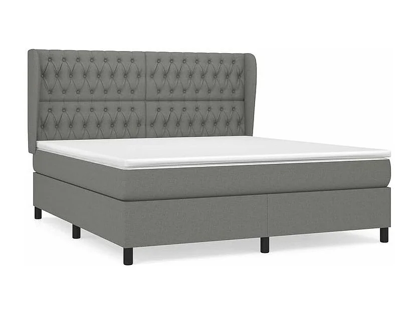 Sommier à lattes de lit avec matelas Gris foncé 180x200 Tissu