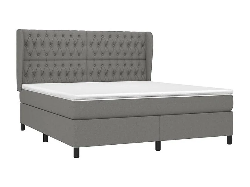 Sommier à lattes de lit avec matelas Gris foncé 180x200 Tissu