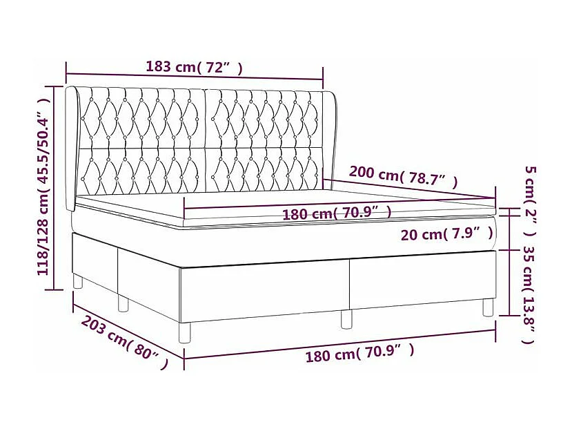 Sommier à lattes de lit avec matelas Gris foncé 180x200 Tissu