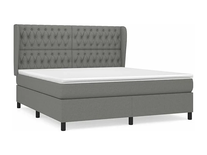 Sommier à lattes de lit avec matelas Gris foncé 180x200 Tissu