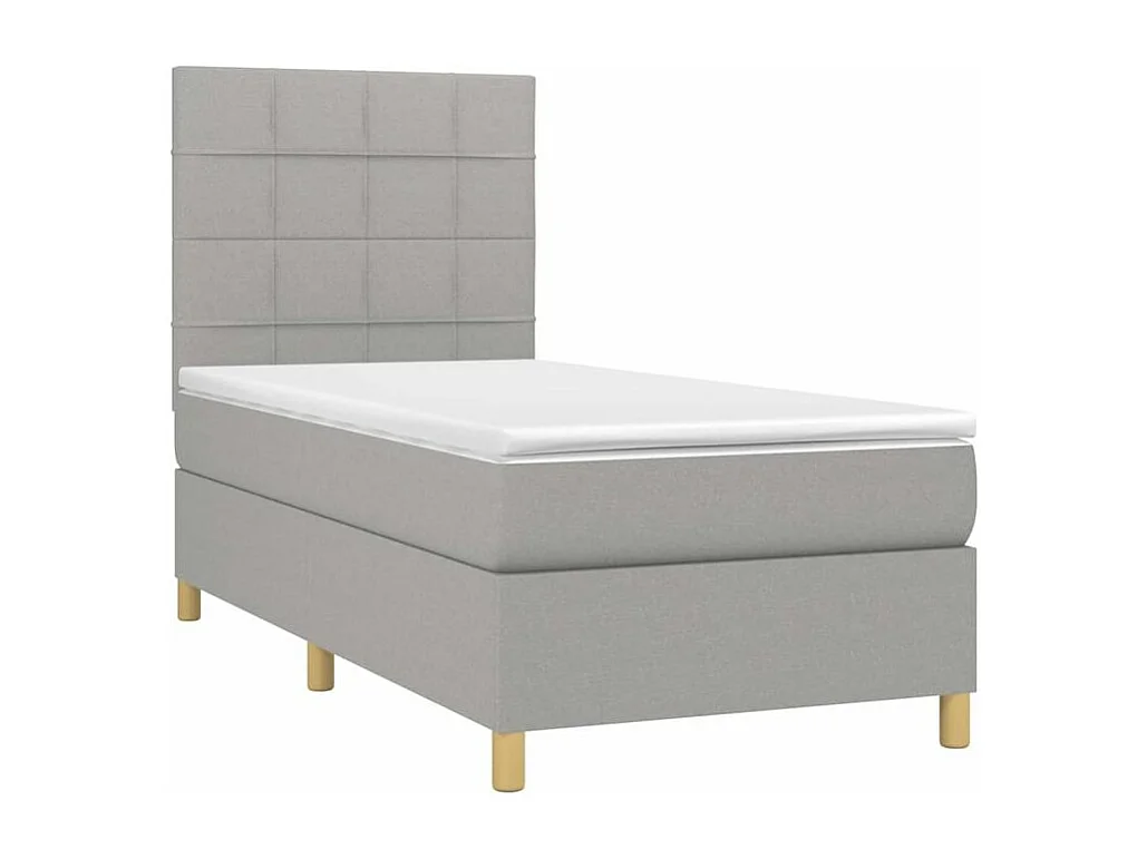 Sommier à lattes de lit avec matelas Gris clair 100x200 Tissu
