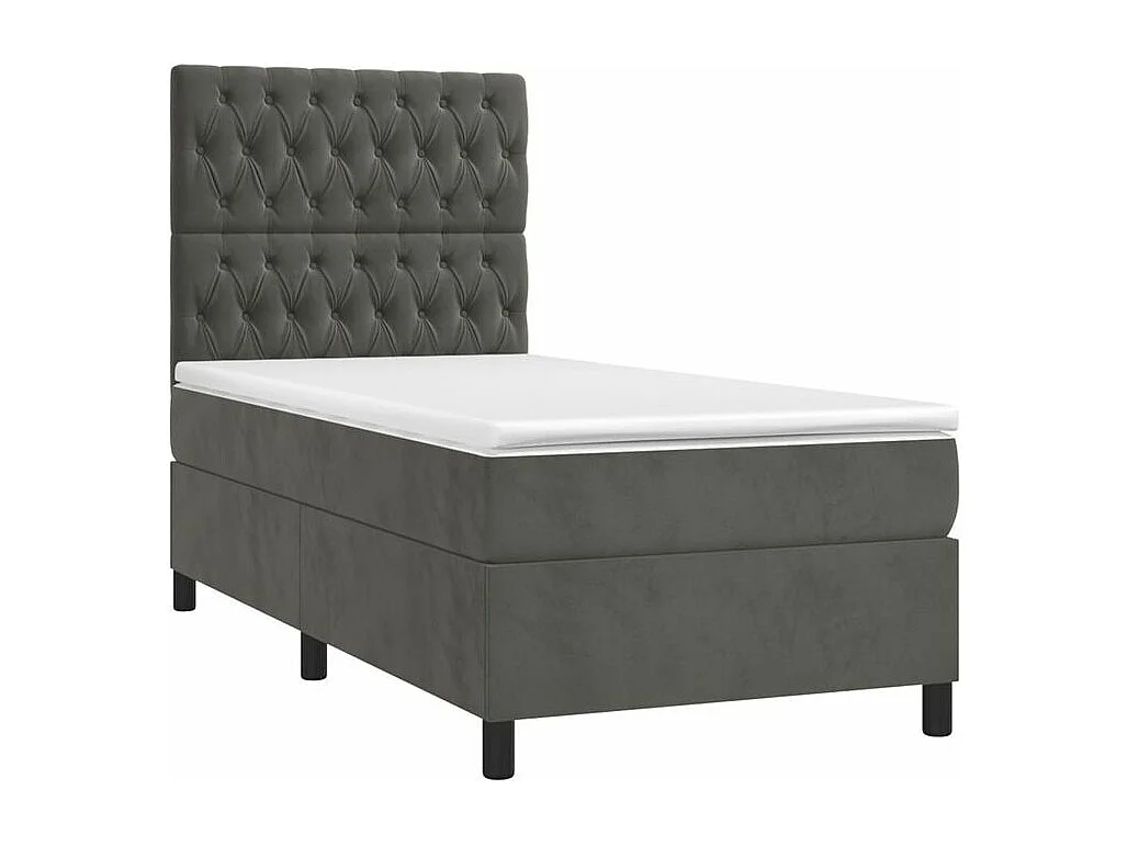 Sommier à lattes de lit et matelas Gris foncé 90x200 Velours