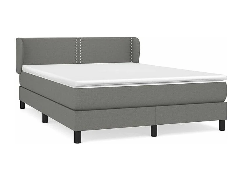 Sommier à lattes de lit avec matelas Gris foncé 140x190 Tissu