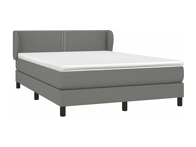 Sommier à lattes de lit avec matelas Gris foncé 140x190 Tissu