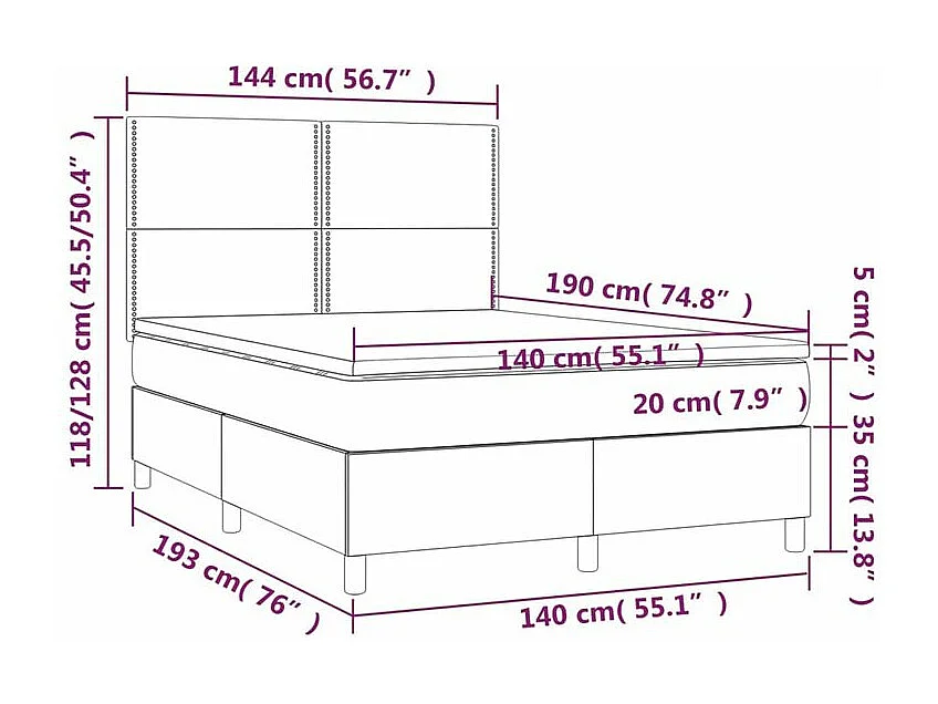 Sommier à lattes de lit avec matelas Bleu 140x190 Tissu