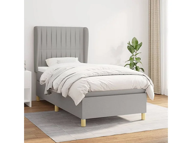 Sommier à lattes de lit avec matelas Gris clair 100x200 Tissu