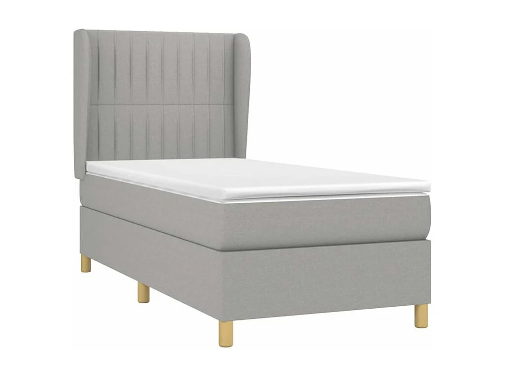 Sommier à lattes de lit avec matelas Gris clair 100x200 Tissu