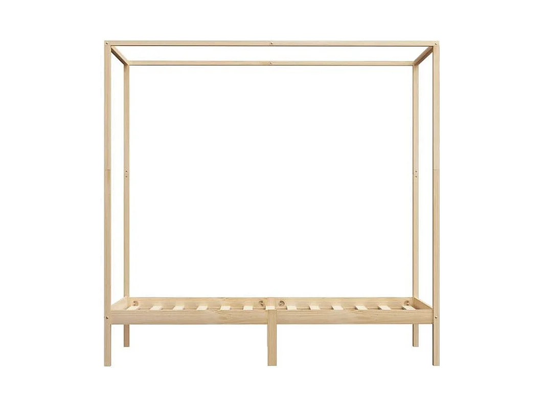 Lit à baldaquin pin massif clair Badat 100x200