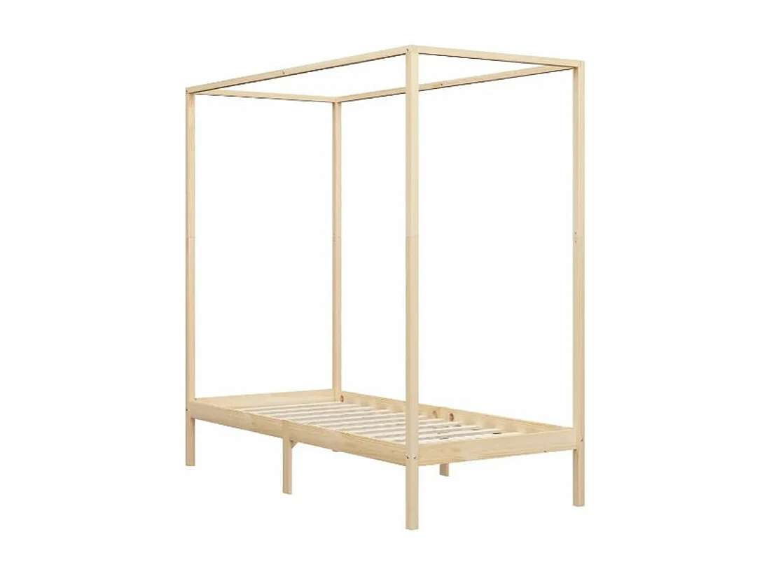 Lit à baldaquin pin massif clair Badat 100x200