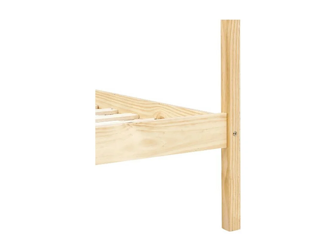 Lit à baldaquin pin massif clair Badat 100x200