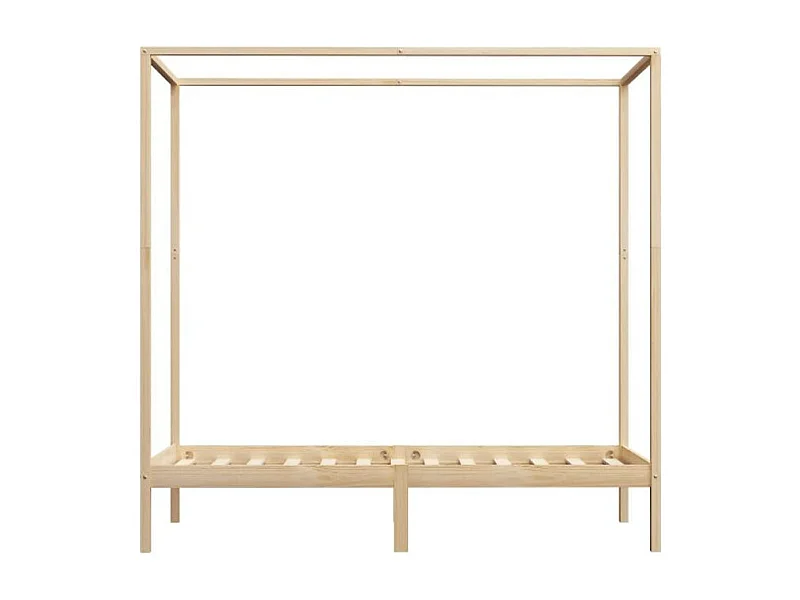 Lit à baldaquin pin massif clair Badat 100x200