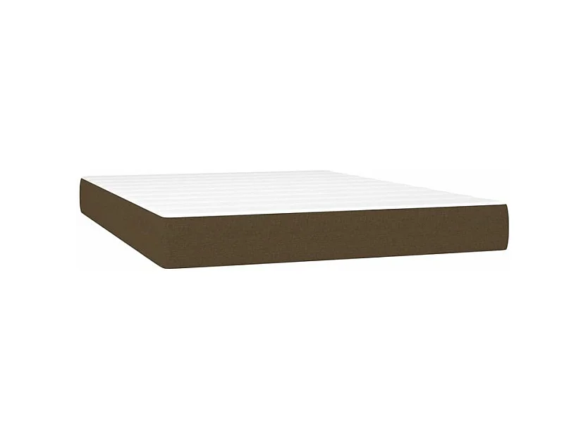 vidaXL Cama box spring con colchón LED tela marrón oscuro 140x200 cm