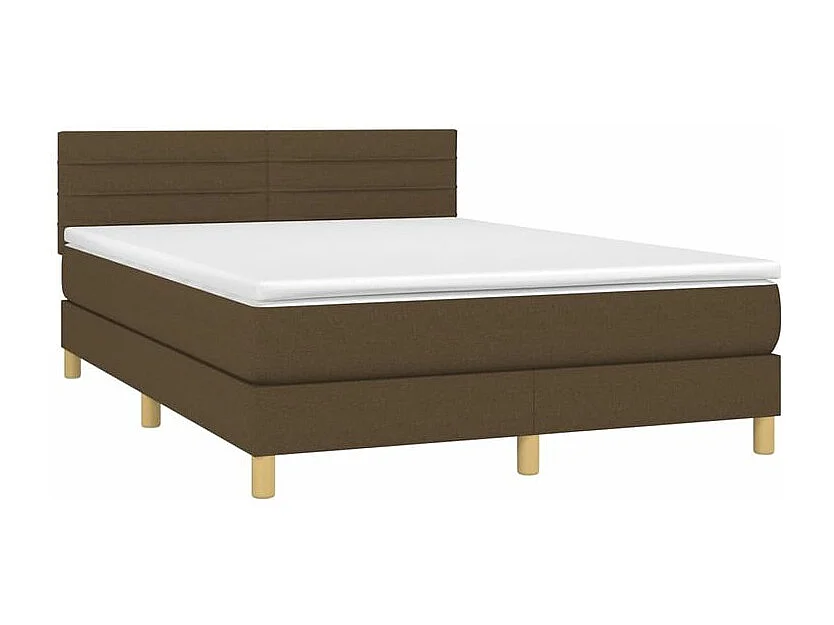 Sommier à lattes de lit matelas et LED Marron foncé 140x200