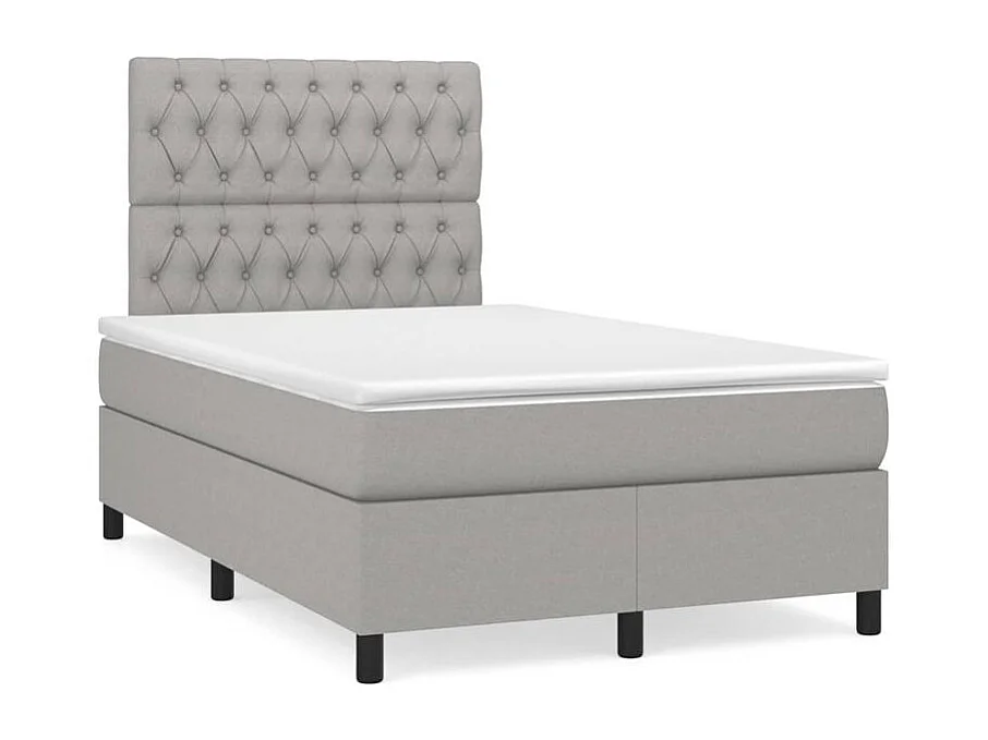 Sommier à lattes de lit avec matelas Gris clair 120x200 Tissu