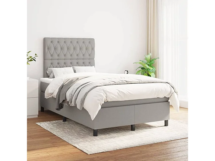 Sommier à lattes de lit avec matelas Gris clair 120x200 Tissu
