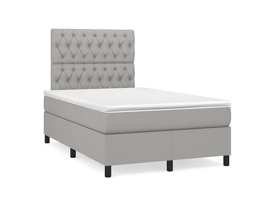 Boxspring met matras stof lichtgrijs 120x200 cm