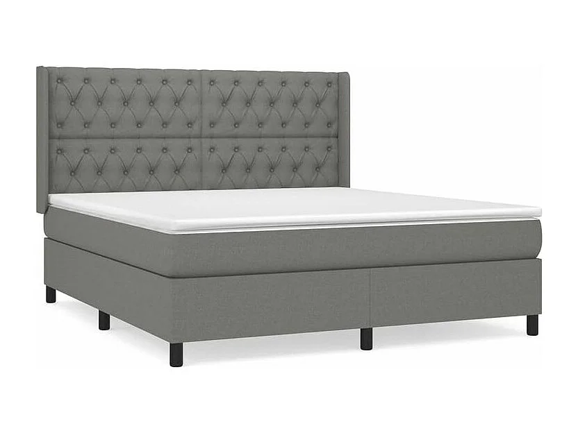 Sommier à lattes de lit avec matelas Gris foncé 160x200 Tissu