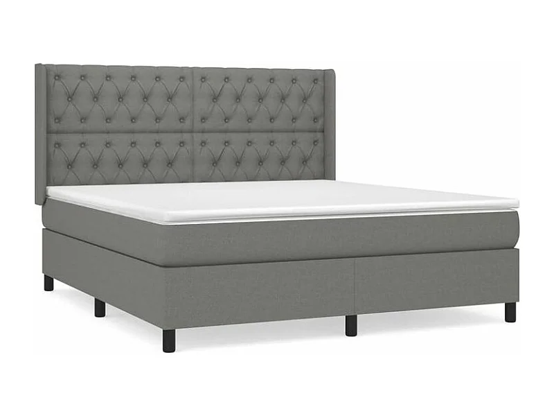 Sommier à lattes de lit avec matelas Gris foncé 160x200 Tissu
