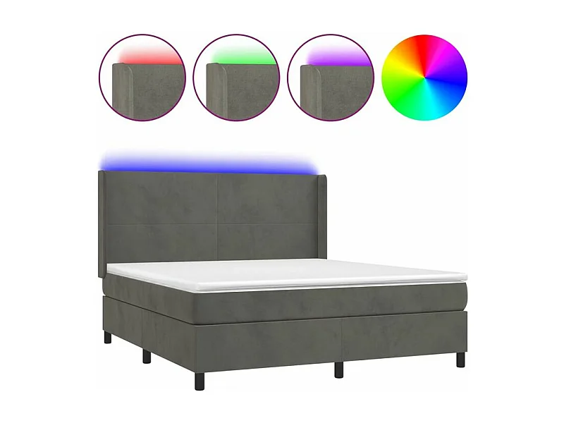 Sommier à lattes de lit matelas et LED Gris foncé 160x200