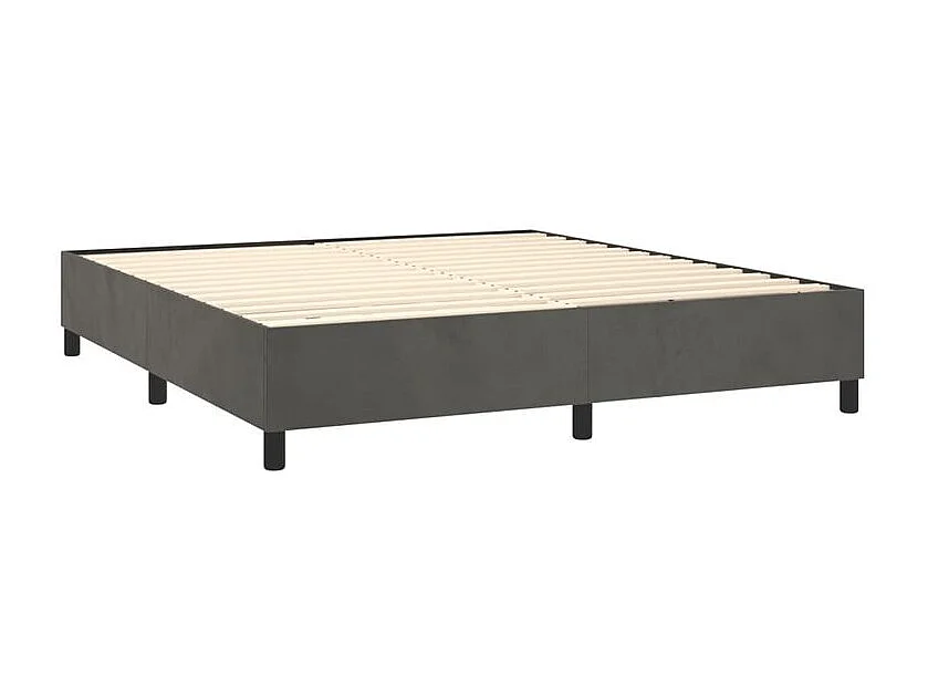 Sommier à lattes de lit matelas et LED Gris foncé 160x200