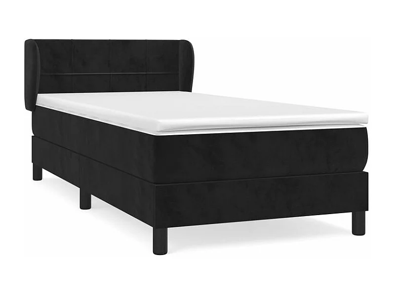 Sommier à lattes de lit avec matelas Noir 90x200 Velours