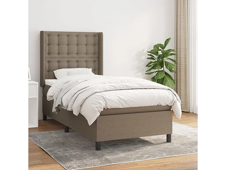 Sommier à lattes de lit avec matelas Taupe 100x200 Tissu