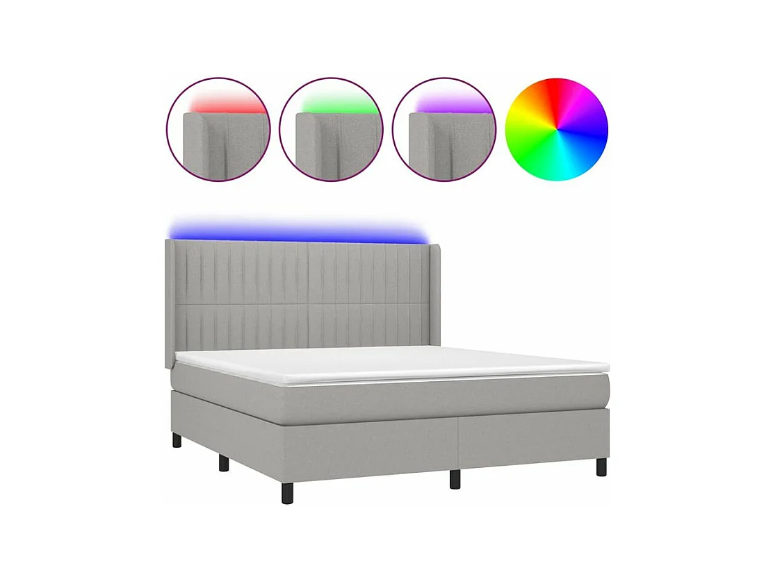 Sommier à lattes de lit matelas LED Gris clair 160x200 Tissu