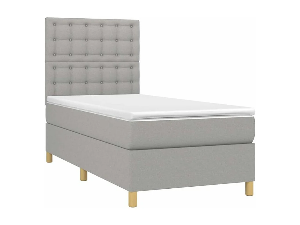 Sommier à lattes de lit et matelas et LED Gris clair 90x200