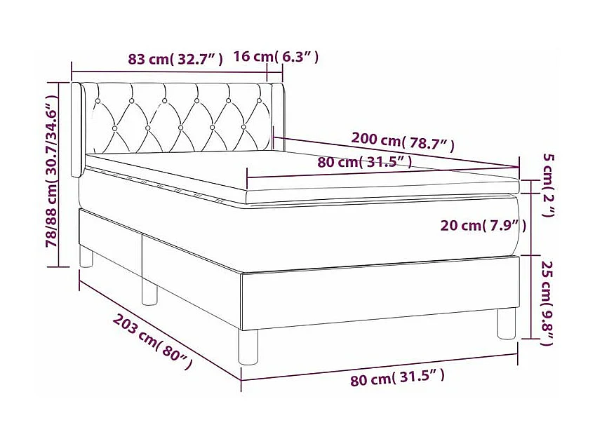 Sommier à lattes de lit avec matelas Marron foncé 80x200