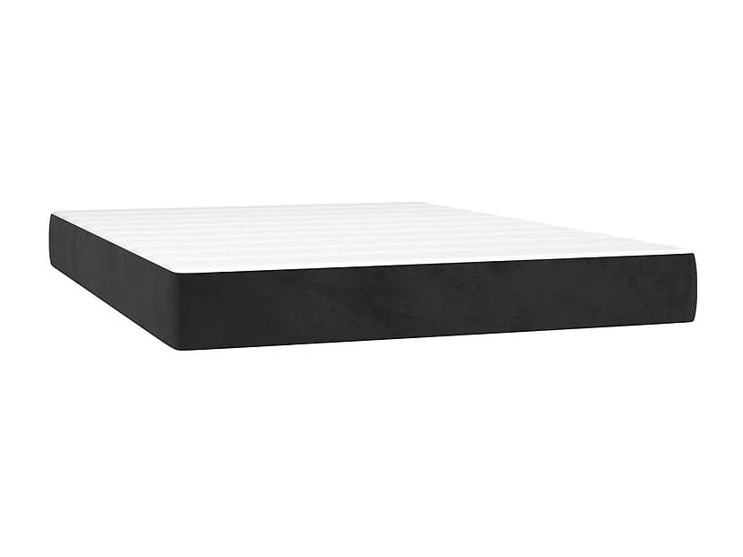 Sommier à lattes de lit et matelas LED Noir 140x200 Velours