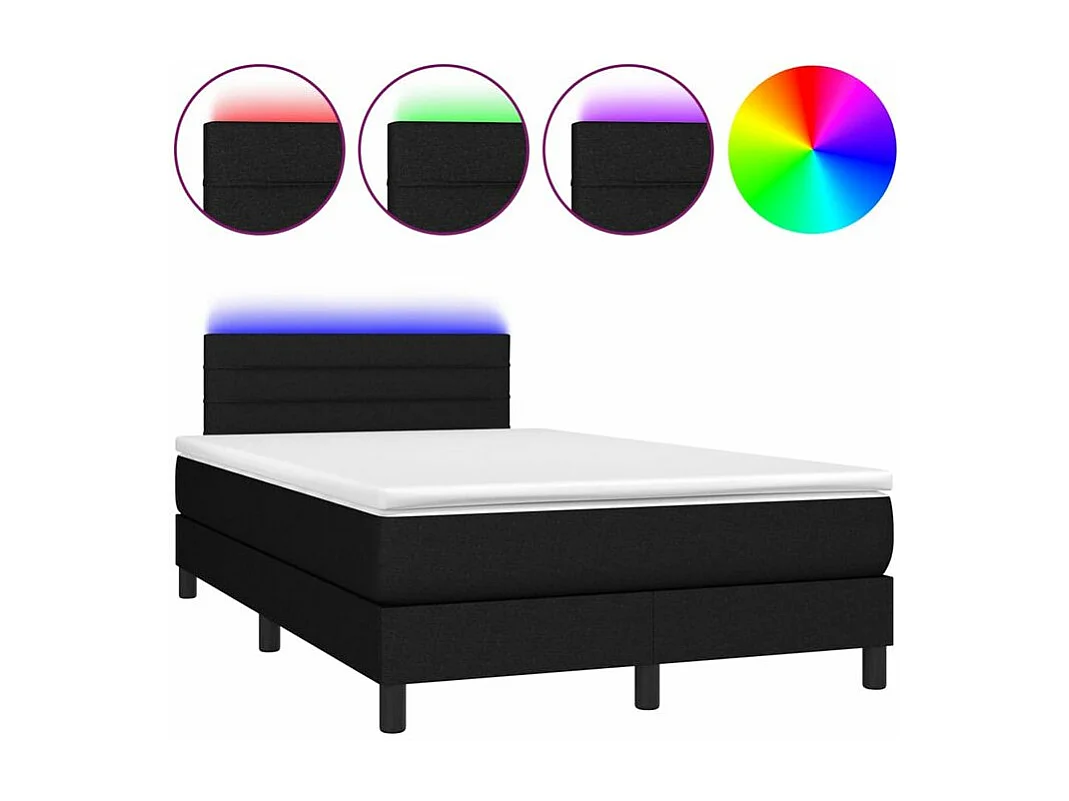 Sommier à lattes de lit avec matelas LED Noir 120x200 Tissu