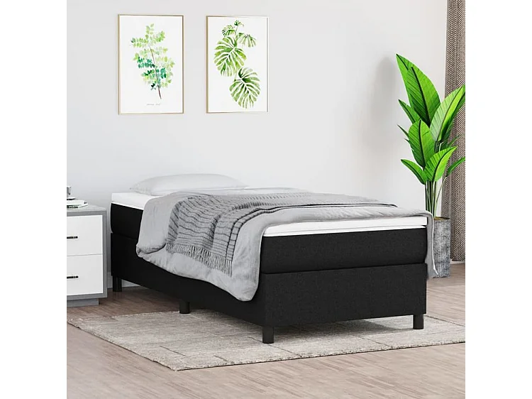 Sommier à lattes de lit avec matelas Noir 90x200 Tissu