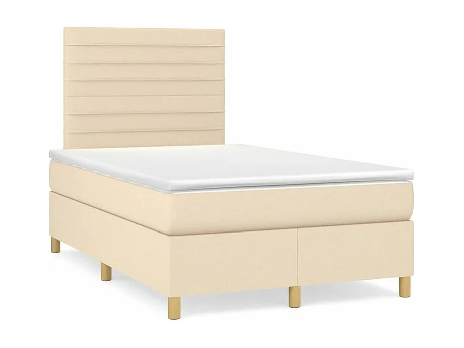 Sommier à lattes de lit avec matelas Crème 120x200 Tissu