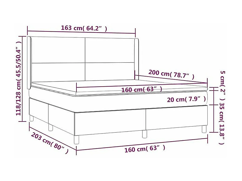 Sommier à lattes de lit avec matelas Gris clair 160x200 Tissu