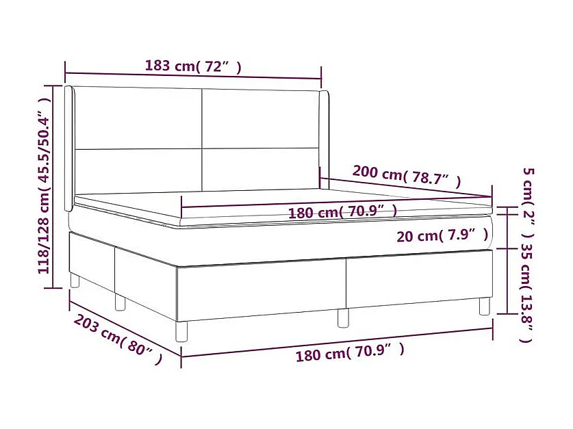 Sommier à lattes de lit avec matelas Gris clair 180x200 Tissu