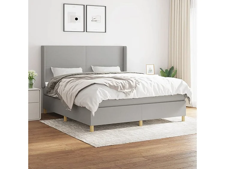 Sommier à lattes de lit avec matelas Gris clair 180x200 Tissu