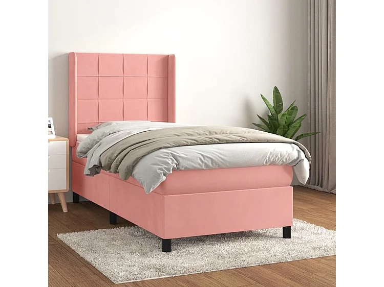 Sommier à lattes de lit avec matelas Rose 90x200 Velours