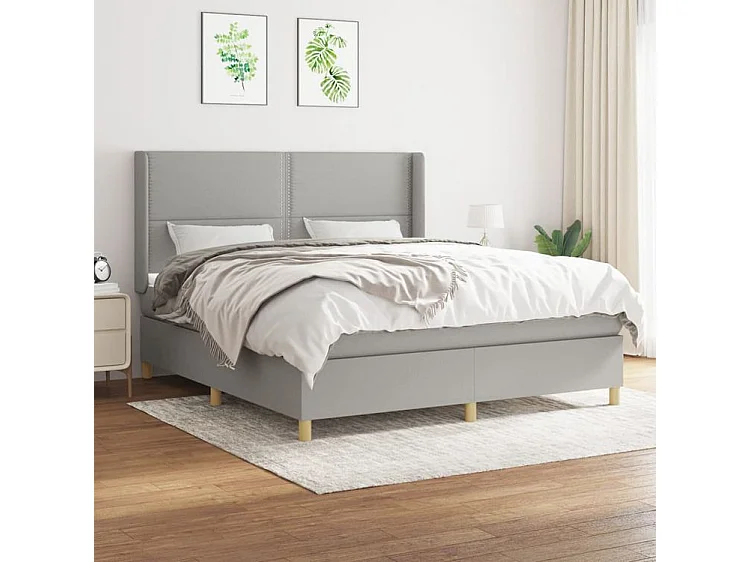 Sommier à lattes de lit avec matelas Gris clair 180x200 Tissu