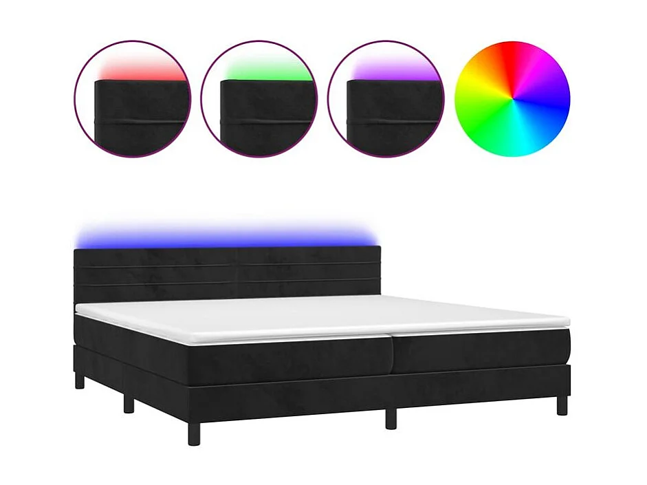 Sommier à lattes de lit avec matelas et LED Noir 200x200