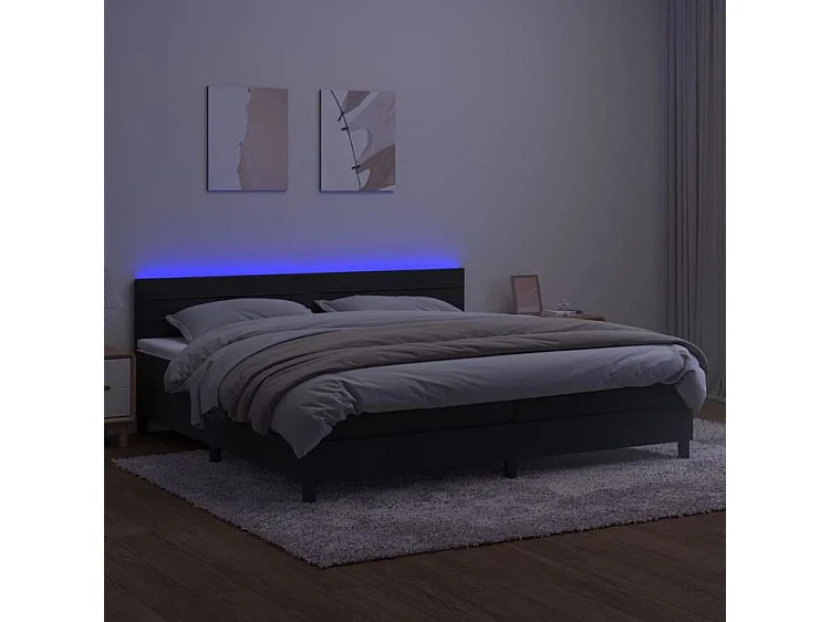 Sommier à lattes de lit avec matelas et LED Noir 200x200
