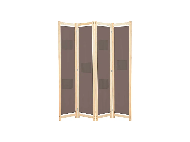 Cloison de séparation 4 panneaux Marron 160x170x4 Tissu