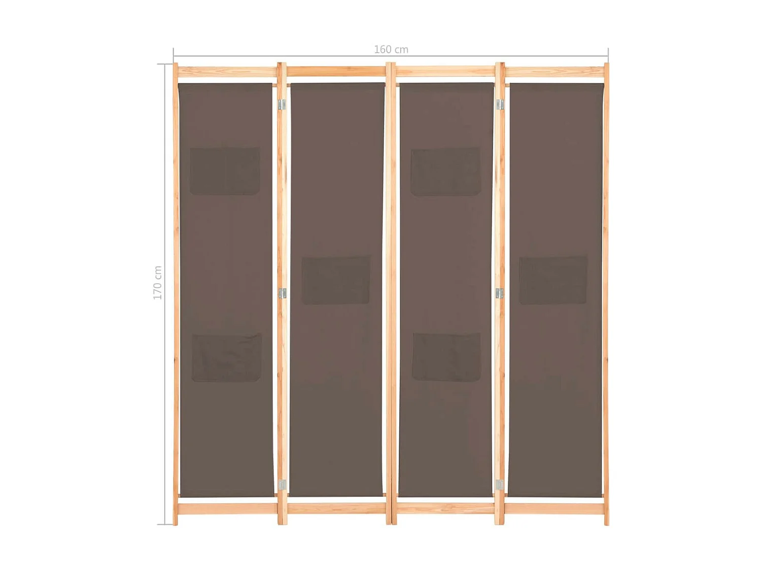 Cloison de séparation 4 panneaux Marron 160x170x4 Tissu