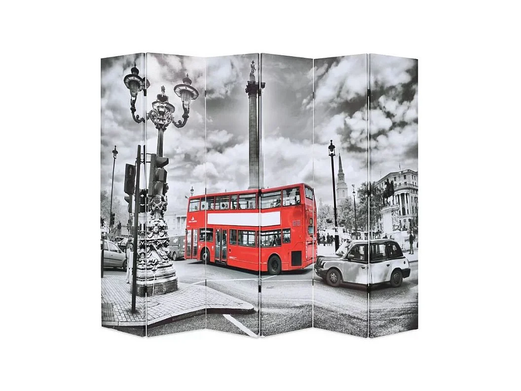 Paravent décoratif imprimé 6 volets bois et tissu K.london