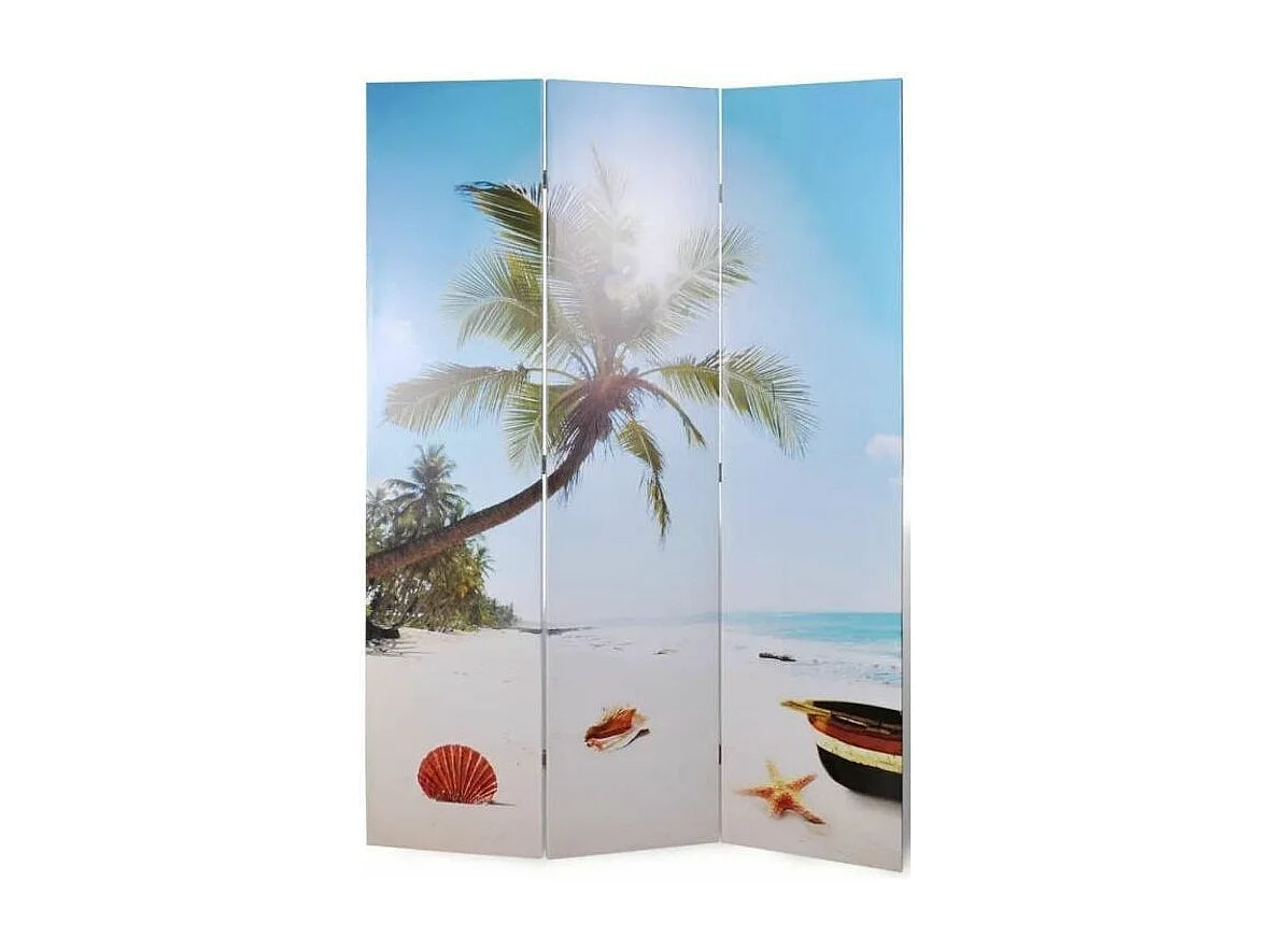 Paravent décoratif imprimé 3 volets bois Sea